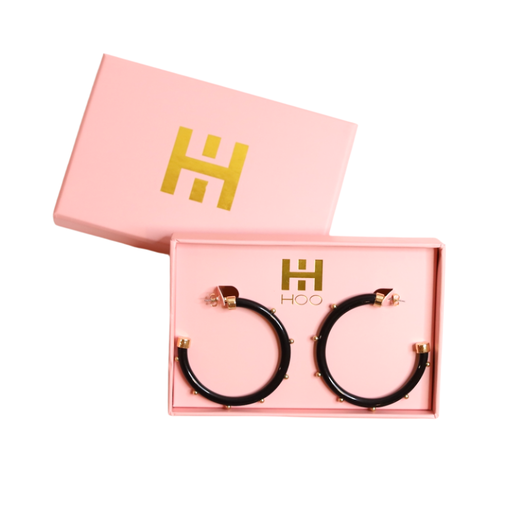 Hoops - Black with Gold Balls