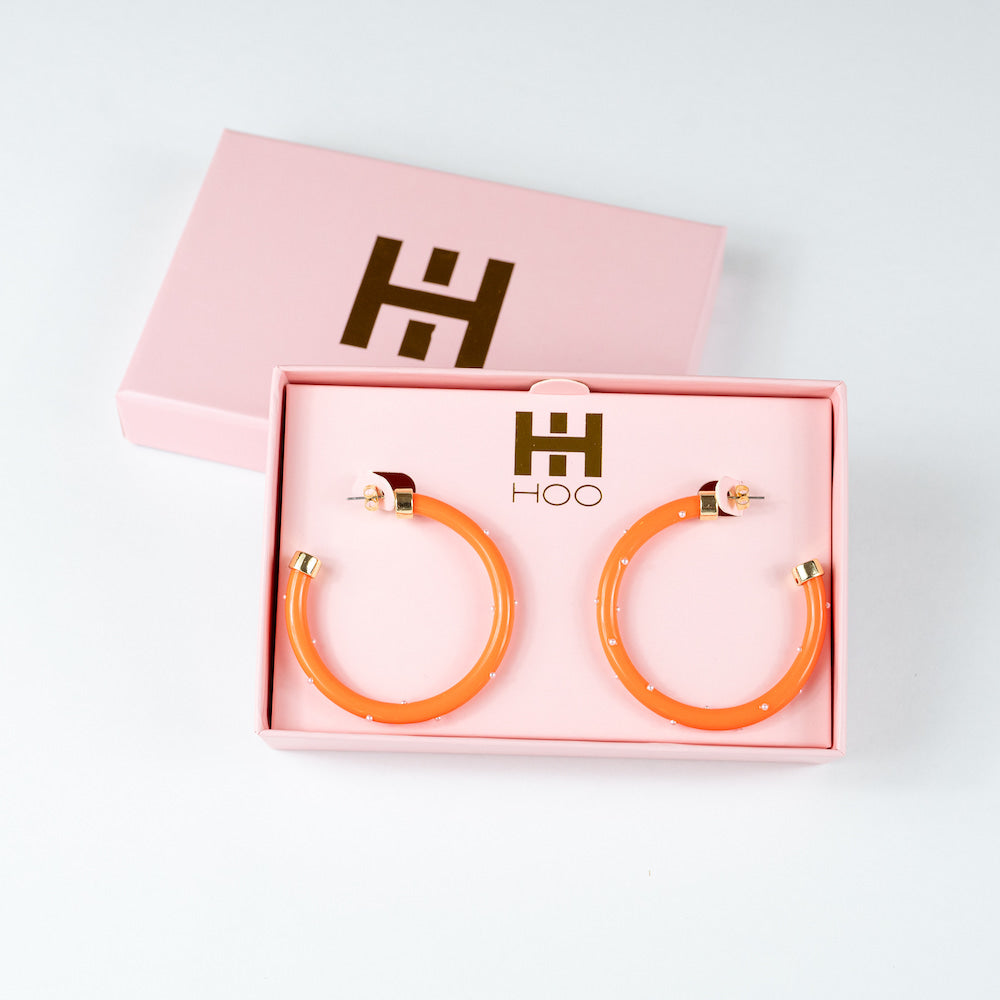 Hoops - Orange with Pearls