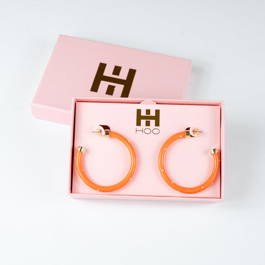 Hoops - Orange with Pearls