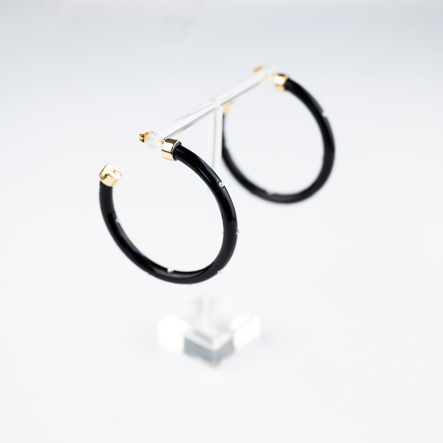 Hoops - Black with Pearls