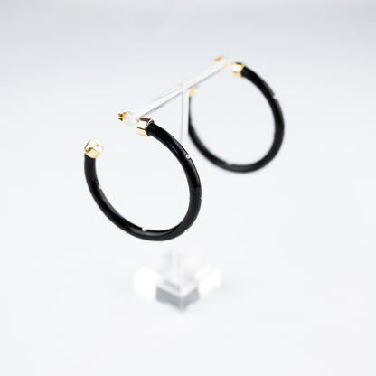 Hoops - Black with Pearls