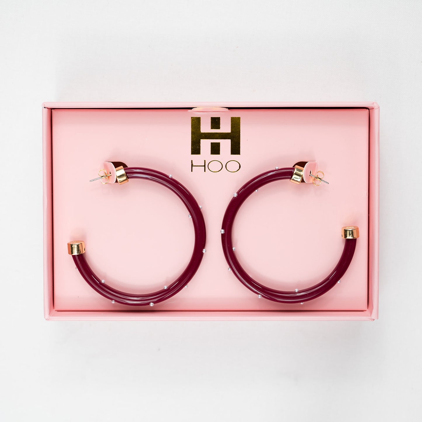 Hoops - Maroon with Pearls