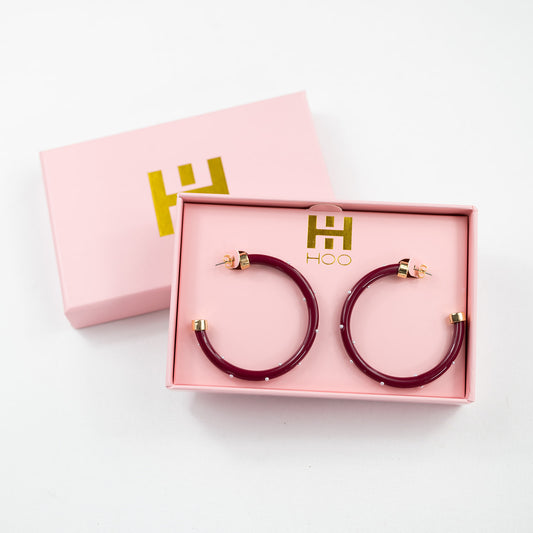 Hoops - Maroon with Pearls